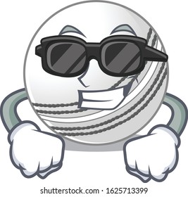 Super cool cricket ball character wearing black glasses