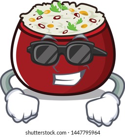 Super cool curd rice above wooden cartoon table