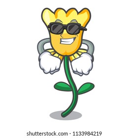 Super cool daffodil flower character cartoon