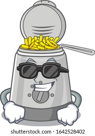 Super cool deep fryer character wearing black glasses
