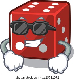 Super cool dice character wearing black glasses