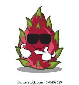 Super cool dragon fruit character cartoon vector illustration