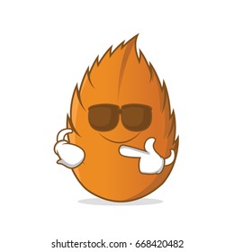Super cool dried leaves cartoon character vector illustration