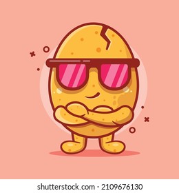 super cool egg character mascot isolated cartoon in flat style design. great resource for icon,symbol, logo, sticker,banner. 