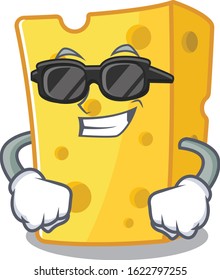 Super cool emmental cheese character wearing black glasses