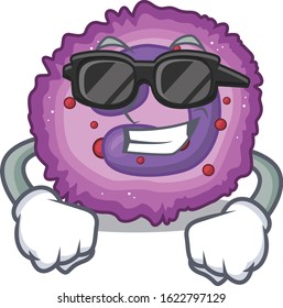 Super cool eosinophil cell character wearing black glasses