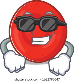 Super cool erythrocyte cell character wearing black glasses
