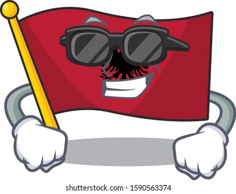 Super cool flag albania Scroll character with black glasses