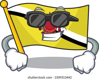 Super cool flag brunei darussalam mascot shaped cartoon