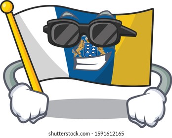 Super cool flag canary island Scroll character with black glasses