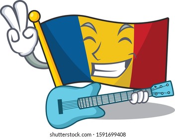 Super cool flag chad Scroll cartoon performance with guitar
