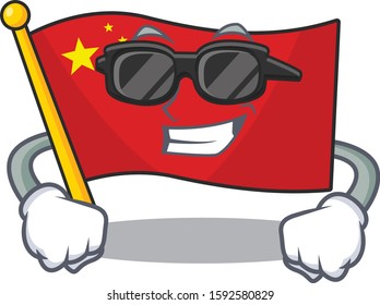 Super cool flag china Scroll character with black glasses