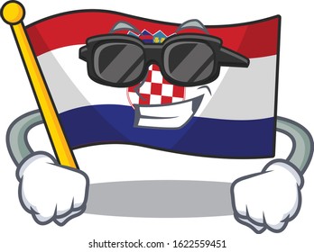 Super cool flag croatia Scroll character with black glasses