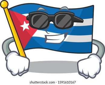 Super cool flag cuba Scroll character with black glasses