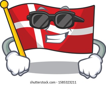 Super cool flag denmark character wearing black glasses