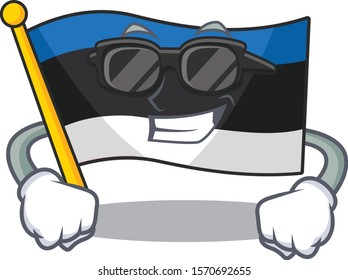 Super cool flag estonia character wearing black glasses