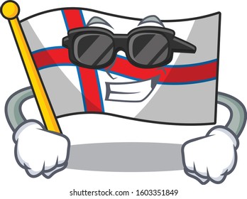 Super cool flag faroe island Scroll character with black glasses