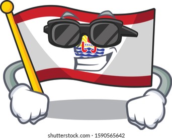 Super cool flag french polynesia Scroll character with black glasses