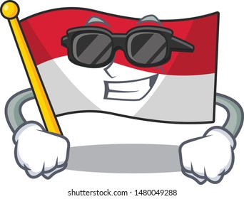 Super cool flag indonesia hoisted on cartoon poles