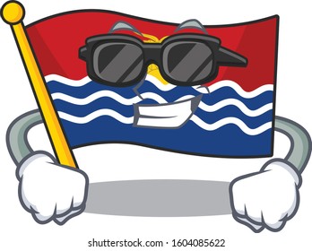 Super cool flag kiribati Scroll character with black glasses