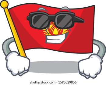 Super cool flag kyrgyzstan Scroll character with black glasses