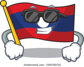 Super cool flag laos Scroll character with black glasses