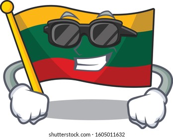 Super cool flag lithuania character wearing black glasses