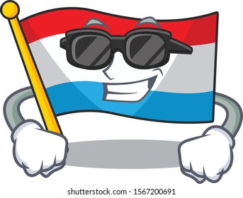 Super cool flag luxembourg character wearing black glasses