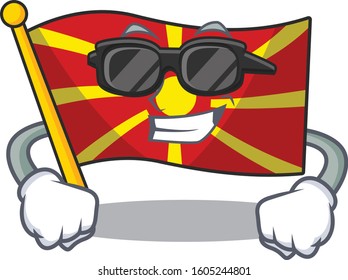 Super cool flag macedonia character wearing black glasses