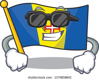 Super cool flag madeira character wearing black glasses