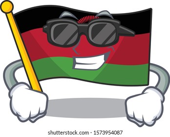Super cool flag malawi character wearing black glasses
