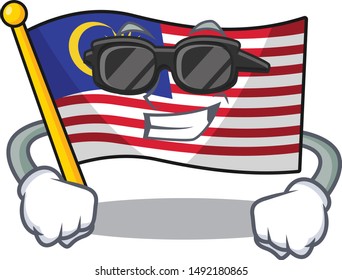 Super cool flag malaysia cartoon isolated with character
