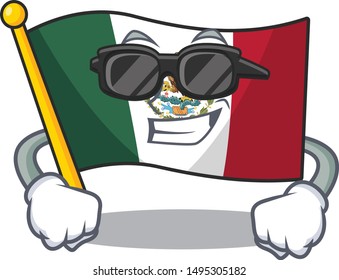 Super cool flag mexico character in mascot shaped