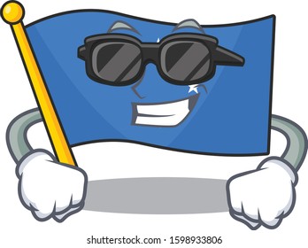 Super cool flag micronesia Scroll character with black glasses