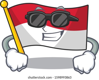 Super cool flag monaco Scroll character with black glasses