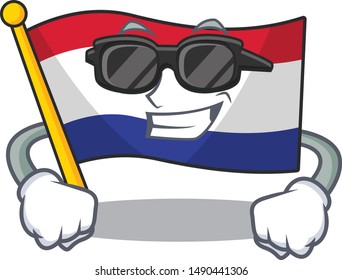 Super cool flag netherlands with the mascot shape