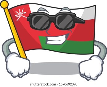 Super cool flag oman character wearing black glasses