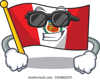 Super cool flag peru character shaped on cartoon