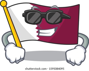 Super cool flag qatar Scroll character with black glasses
