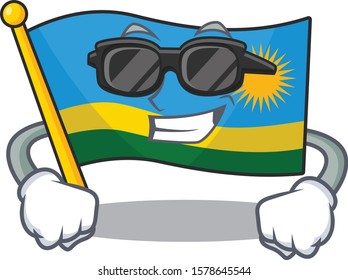 Super cool flag rwanda character wearing black glasses