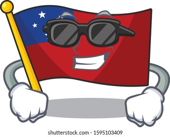 Super cool flag samoa Scroll character with black glasses