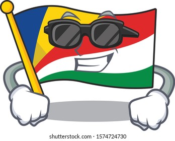 Super cool flag seychelles character wearing black glasses
