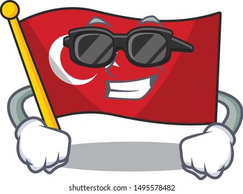 Super cool flag turkey isolated in the cartoon