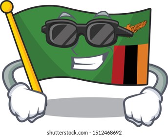 Super cool flag zambia shape with the cartoon