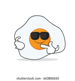 Super cool fried egg cartoon character vector illustration