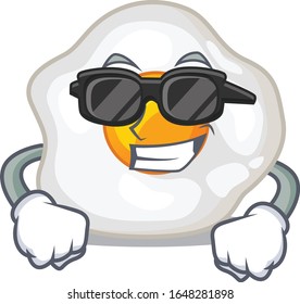 Super cool fried egg character wearing black glasses