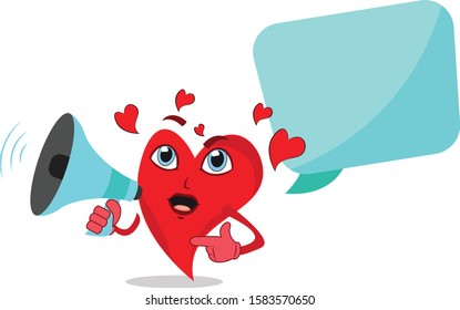 super cool funny heart lovely character announcing with megaphone