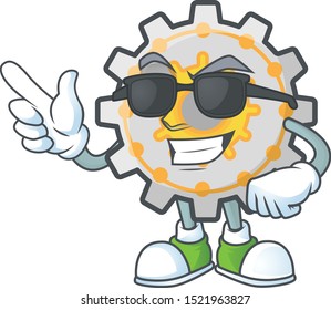 Super cool gear machine cartoon character with mascot