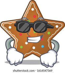 Super cool gingerbread star character wearing black glasses