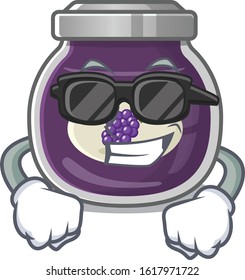 Super cool grape jam character wearing black glasses